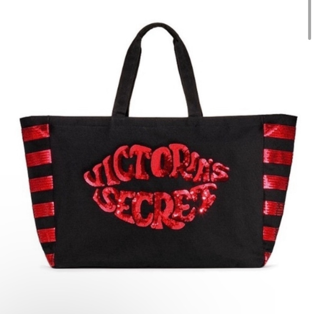 Victoria’s Secret Big Original Kiss 💋 Lips Top Black & Red Sequin